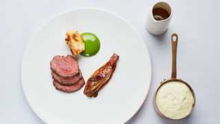 Roast duck and green sauce