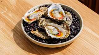 Oyster, tomato, Worcestershire sauce and olive oil