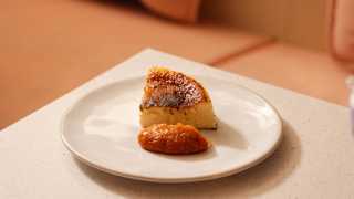 Basque cheesecake with quince compote