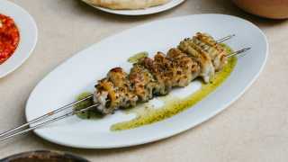 Cornish squid brushed with a garlic and za’atar oil