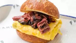 Pastrami, egg and cheese