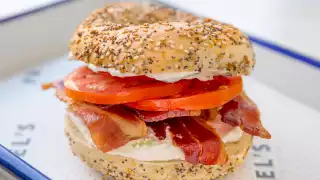 Bacon, tomato and scallion bagel