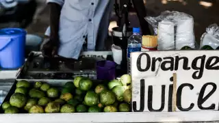 An orange juice vendor