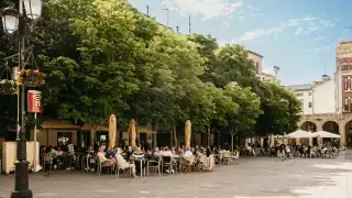 A sun-soaked Spanish plaza