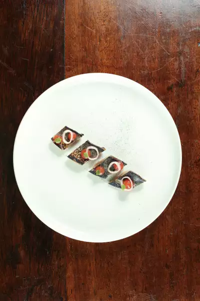 Bloody Mary mackerel at Cora Pearl restaurant, Covent Garden