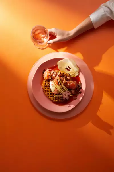 Babylonstoren mourvedre rose 2021 with food