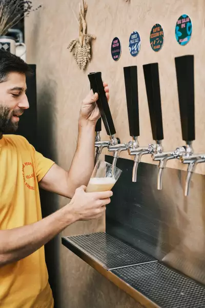 The taps at Villages Brewery in Deptford, London