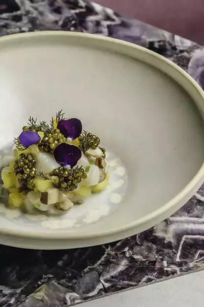 A course from the tasting menu at Amethyst