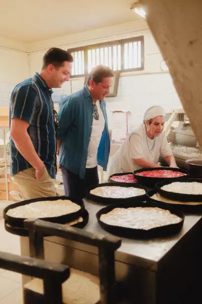 Francesco Mazzei with pitta Calabrese