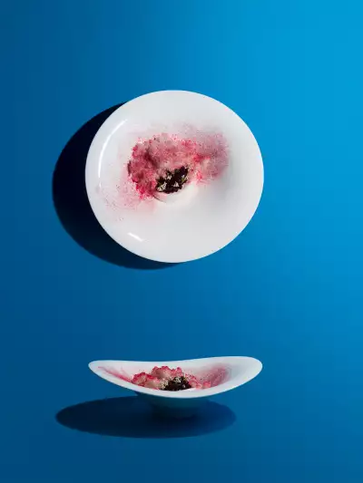 James Knappett, Kitchen Table, Beetroot, woodruff, milk ice cream
