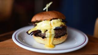 Benedict burger at Dirty Bones Benedict burger at Dirty Bones