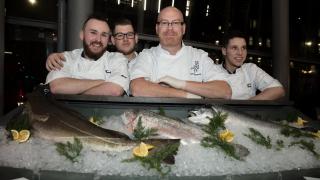Simon Hulstone and his team, who served Seafood from Norway's Skrei cod and fjord trout at the event