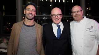 Square Up Media CEO Tim Slee with Simon Hulstone and Hans Frode, UK director at Seafood from Norway