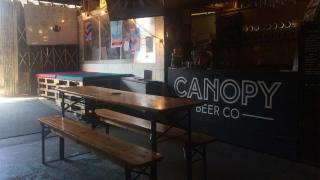 Interior of Canopy Beer Co taproom and brewery in Herne Hill, London