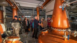 Taking a look at Raasay's copper pot-stills on a tour of the distillery