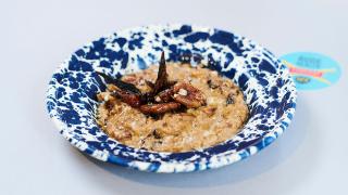 Foodism's salted caramel milk stout porridge with maple-candied bacon and pecans