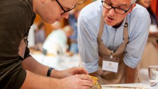 Mike Gibson (left) judging at the World Bread Awards