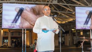 Foodism 100 awards night 2019: Jean-Marc Flambert of Kenwood Travel speaks at the ceremony
