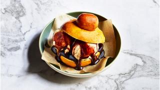 Brioche with salted caramel ice cream at Norma