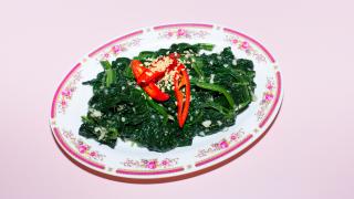 Spinach with garlic and ginger at Lucky & Joy
