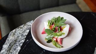 New London restaurant openings | The Light Bar's burrata, rhubarb, broad bean tops