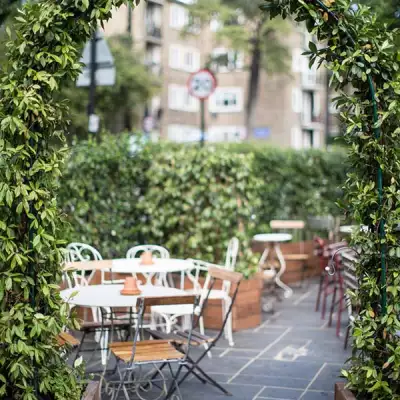 The beer garden at Smokehouse Islington in London