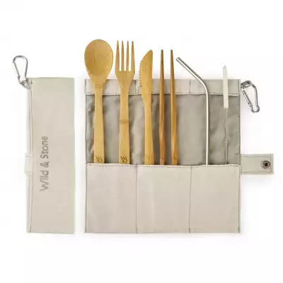 Reusable Bamboo Picnic Cutlery Set, Wild & Stone