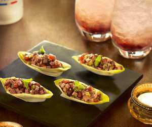 Chicory and smoked duck bites from Tess Ward