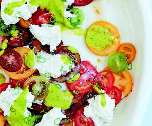 Peter Gordon's burrata and tomato salad with mango dressing