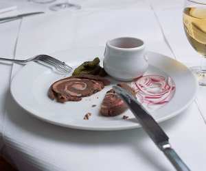 Fergus Henderson's rolled pigs spleen. Photograph by Stefan Johnson