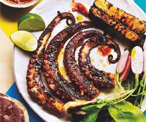 Breddos' recipe for octopus with roasted pineapple. Photograph by Kris Kirkham