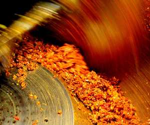 A mixer gets to work on curry paste in Trang, southern Thailand. Photograph by Richard Poole