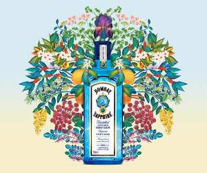 A bottle of Bombay Sapphire gin