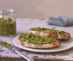 Alexandra Dudley's poorman's pesto on toast; Photograph by Andrew Burton