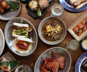 A brunch spread at Japanese-inspired restaurant Shackfuyu