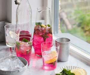 Mallika Basu's muddled mint, rose and lemon cooler; photography Issy Croker