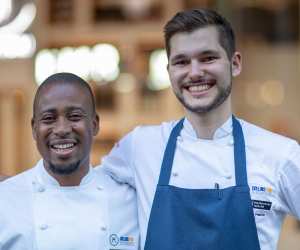 Young Chef of the Year 2018 overall winner Hamish Pearce with M Restaurants' group executive chef Mike Reid