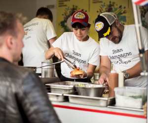 Sandia Chang and James Knappett at Copenhagen's World Hot Dog Championships; photograph by Rasmus Flindt Pedersen