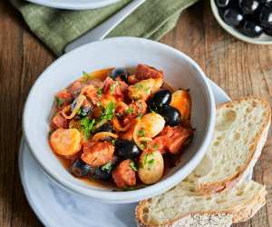 José Pizarro's chorizo, olive and judion bean stew