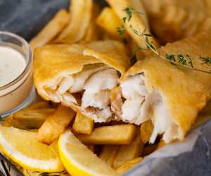 Sake and fish and chips
