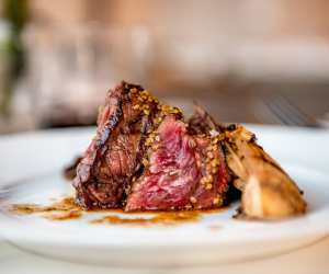 Onglet, radicchio and hibachi at Angelina, Dalston; photography by Kalopsia Koncept