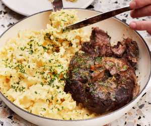 Six-hour beef shin, reginette, gremolata at Pastaio; photography by Joe Woodhouse