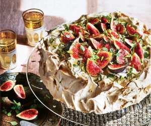 Sabrina Ghayour's cinnamon pavlova with sweet labneh cream; photography by Kris Kirkham