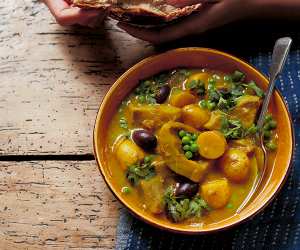 Nargisse Benkabbou’s artichoke, baby potato, and preserved lemon tagine; photography by Matt Russell