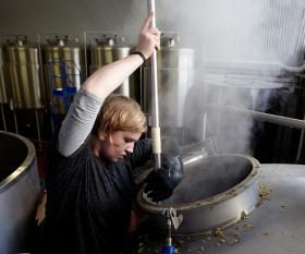 Stirring the hops at Kernel Brewery