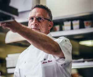 Alain Roux in the kitchen at The Waterside Inn in 2022