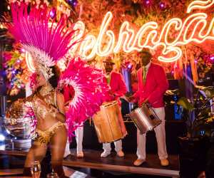 Carnaval samba dancers and band