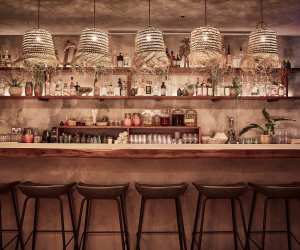 The bar counter at KOL Mezcaleria