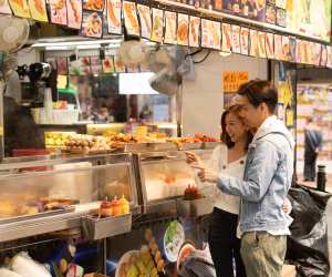 Browsing the produce on Sai Yuen Choi Street in Hong Kong