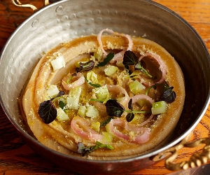 PARLOUR's chestnut hummus with rosemary flatbread